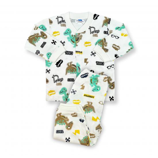 Sema Baby Sevimli Dino Bebek Pijama Takımı 0-3 Ay ( Yeşil - Kahve )