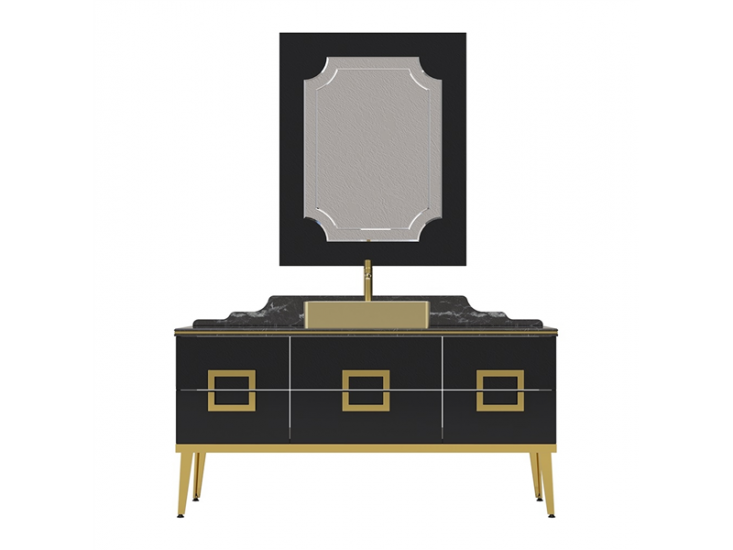 Pierre Cardin Mercury Black Gold 150 cm Banyo Dolabı