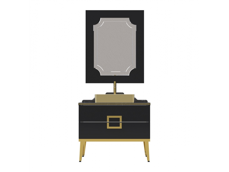 Pierre Cardin Mercury Black Gold 90 cm Banyo Dolabı