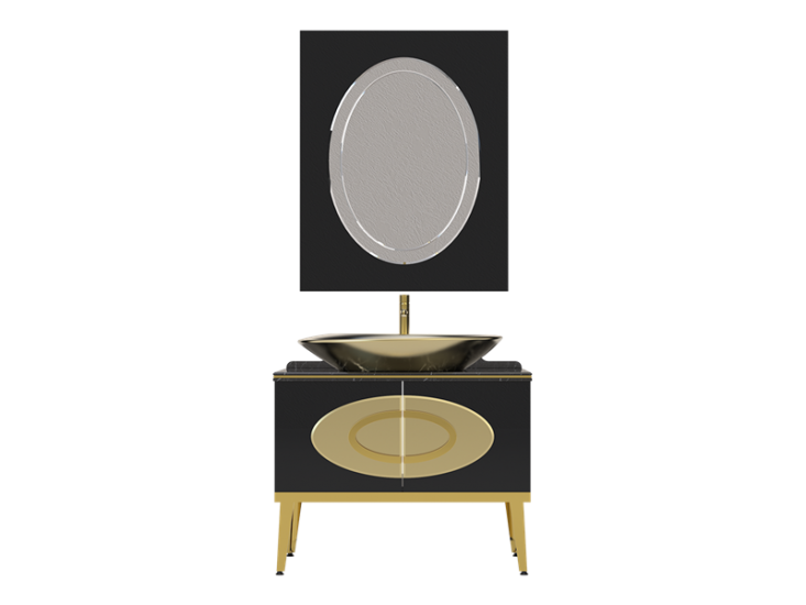 Pierre Cardin Satürn Black Gold 90 cm Banyo Dolabı